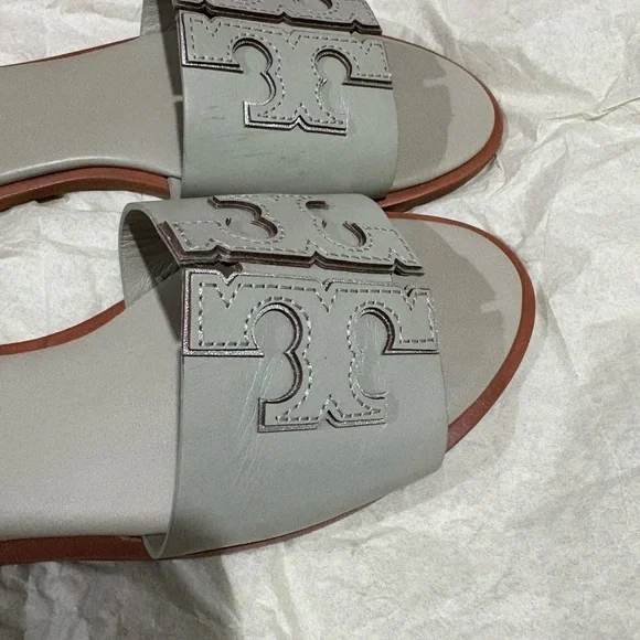 Tory Burch Light Gray Slide Sandals - Picture 6 of 11